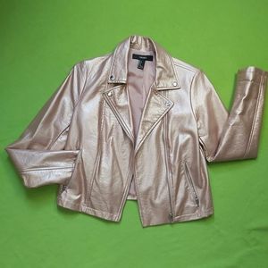 Forever21 Pale Pink Shimmer Faux Moto Jacket in Small